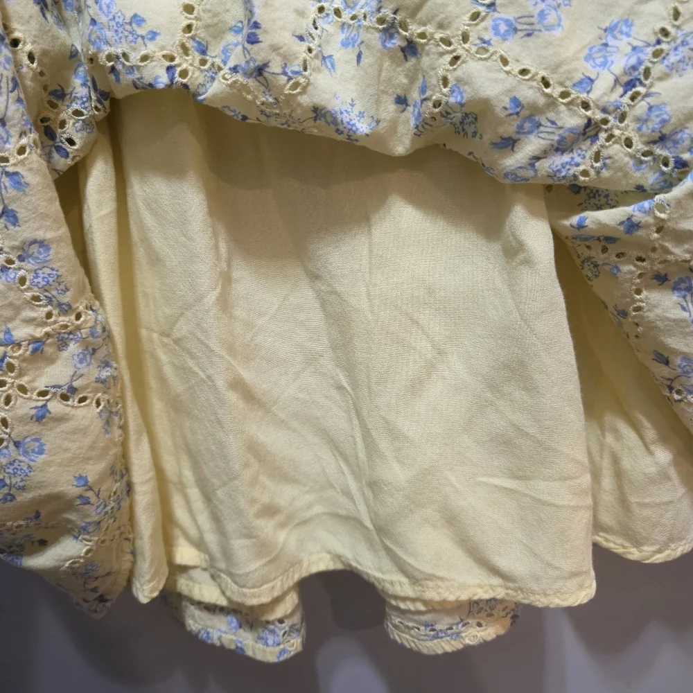 Abercrombie & Fitch Kids Ruffle Sleeve Dress Yellow & Blue Floral Size 13/14 - Picture 11 of 15